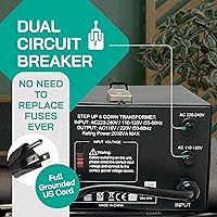 Vista 7 de LiteFuze Serie LT Transformador Convertidor de Voltaje Step Up/Down de 2000 Vatios - 110 V a 220 V / 220 V a 110 V Convertidor de Potencia - Cable