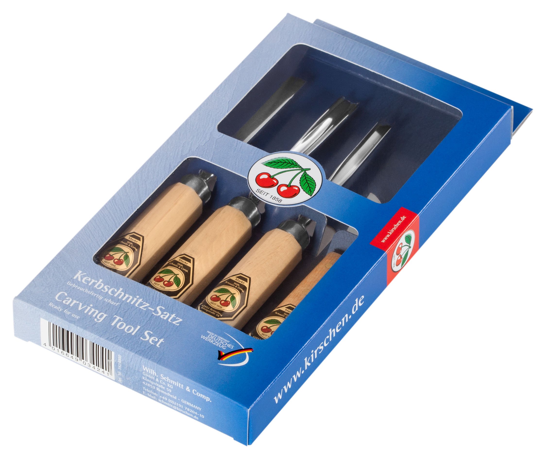 KIRSCHEN Werkzeuge 3424000 Kit de sculpture à encocher 4 pièces