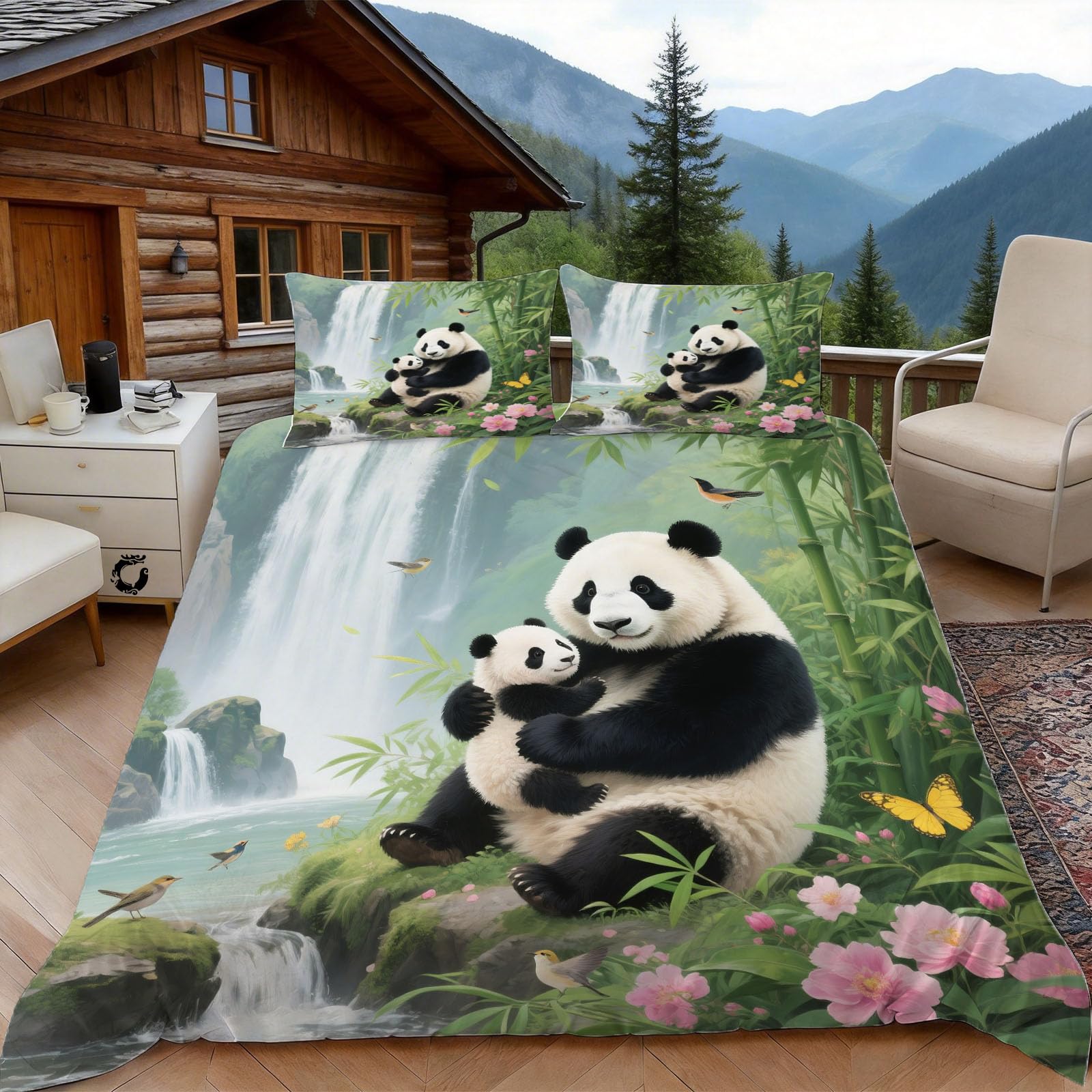 Housse de couette 200x200 panda pour une chambre zen et cocooning
