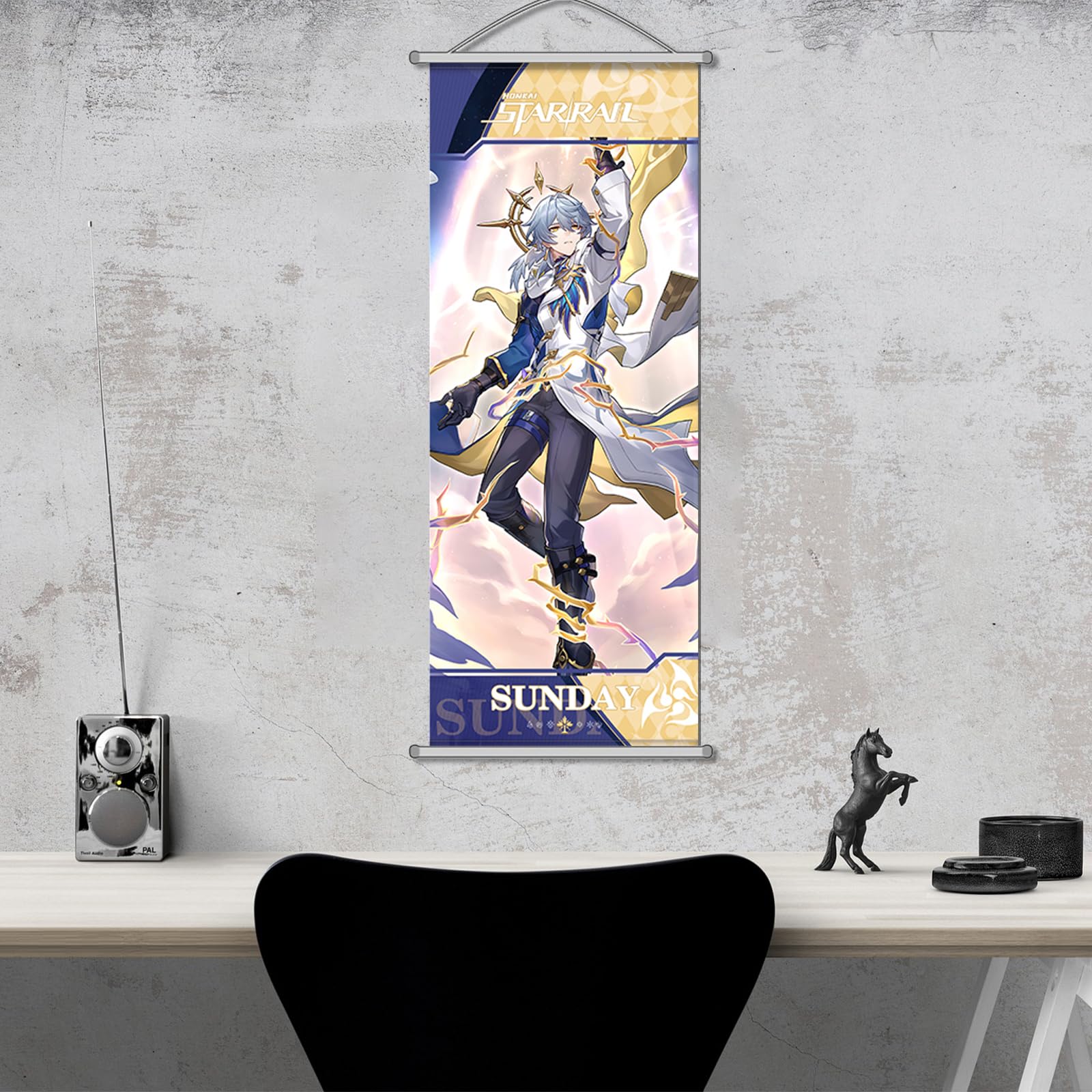 Rainteam Honkai: Star Rail Scroll Poster for Indoor Décor(27.5 inch x 10 inch), Hanging Wall HD Printing Artistic Canvas Honkai: Star Rail Character Posters for Game lovers. (Aventurine