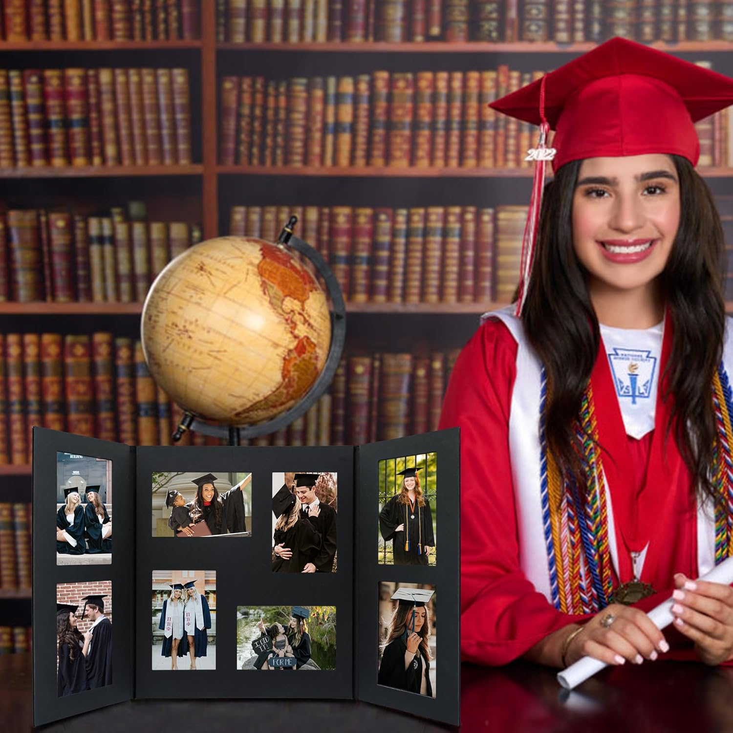 GMFrames Graduation Picture Folio Multi 4"x6" (8) Picture Frame for Senior High School, College or University Graduation Photographs