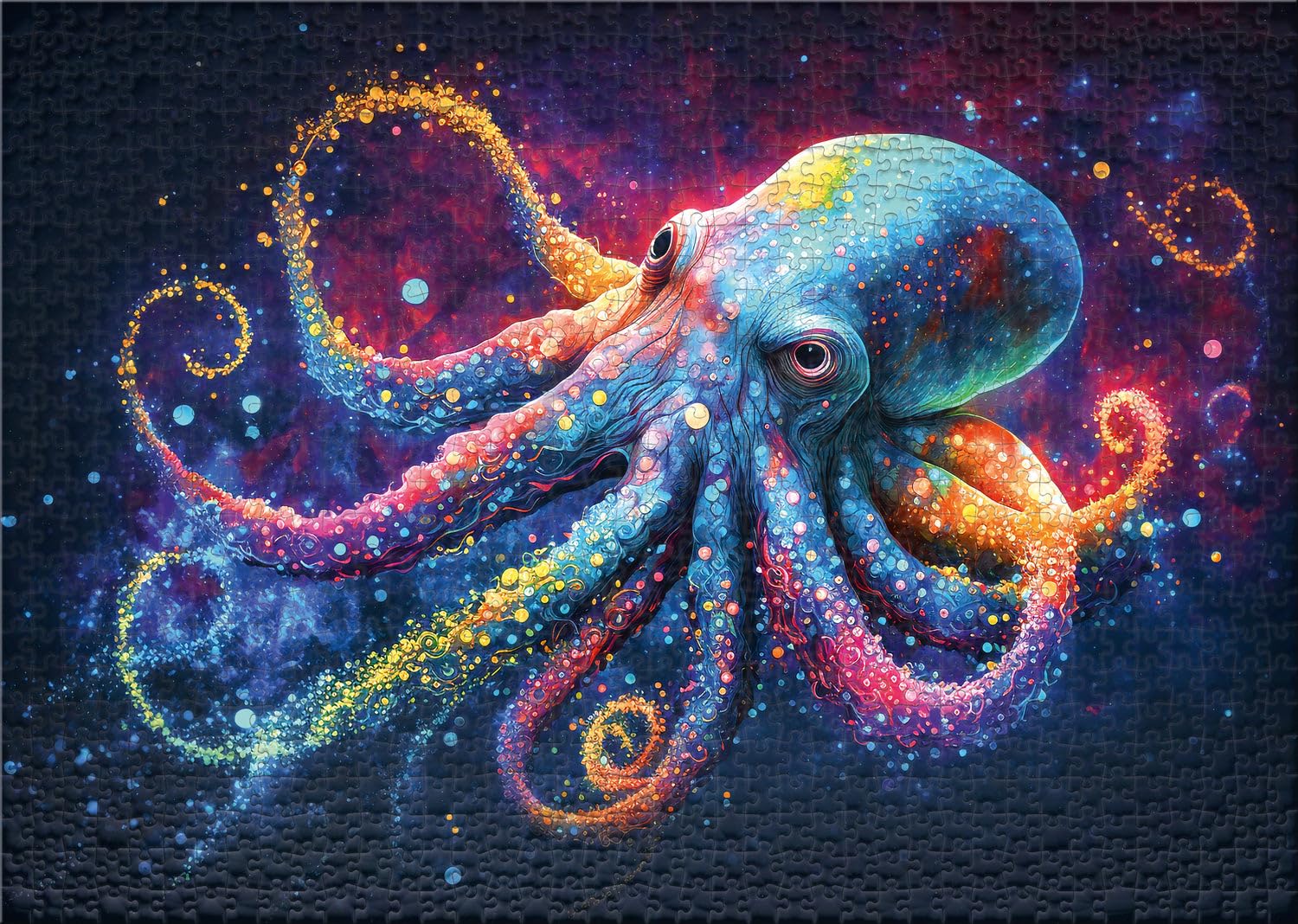 Ulmer Puzzleschmiede - Puzzle "spettacolo tentacolo" – il puzzle colorato con 2000 pezzi – I tentacoli di polpo colorati come motivo puzzle originale