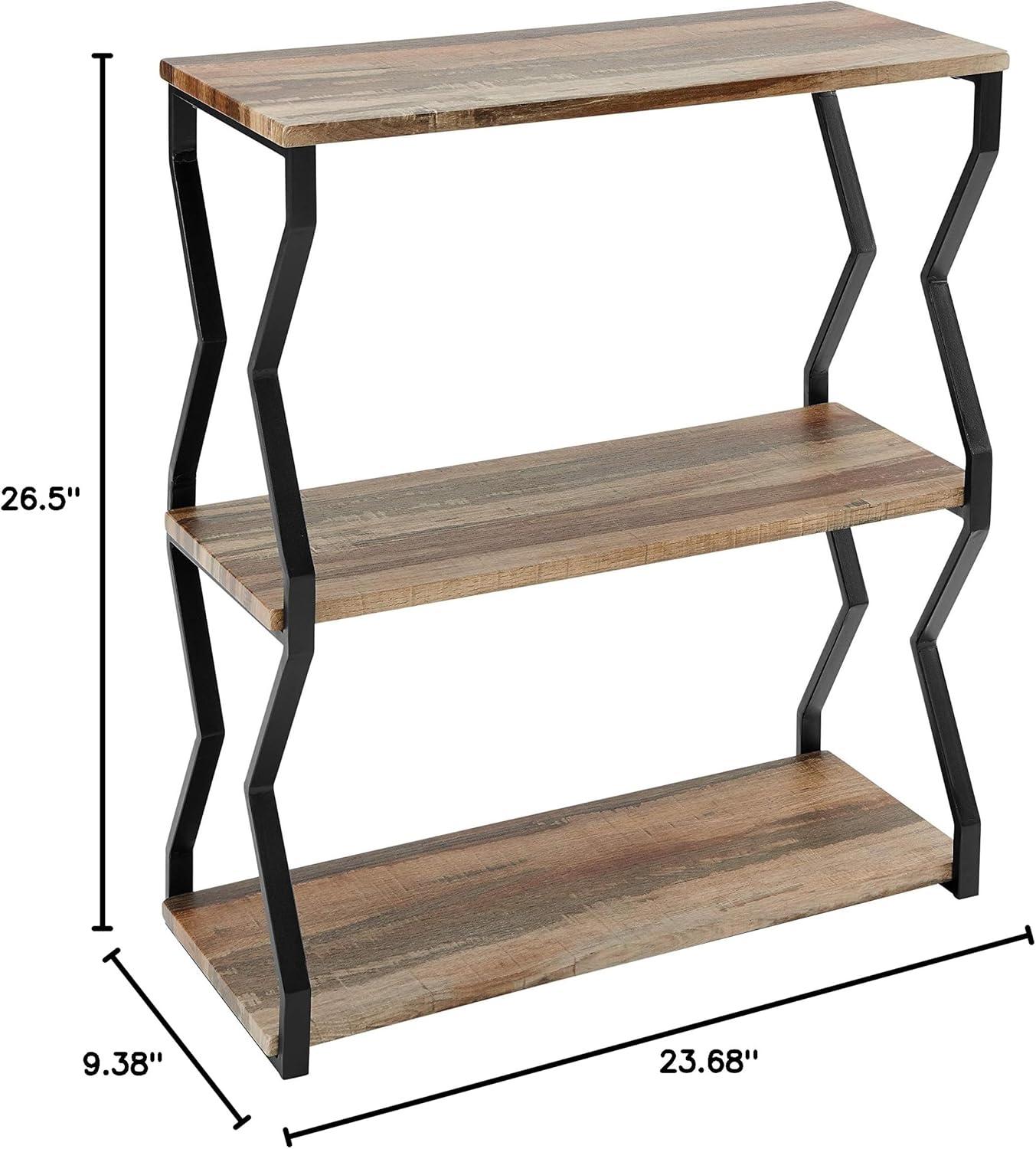 Danya B Rustic Industrial 3-Tier Zigzag Floating Wall Shelf GH20190 | Wall Mounted Shelf for Pictures, Decor, Art, Houseplants | Industrial, Rustic, Farmhouse Style