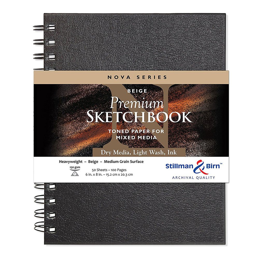 Stillman & Birn Nova Series Beige Wirebound Sketchbook, 6" x 8", 150 GSM (Heavyweight), Paper, Medium Grain Surface