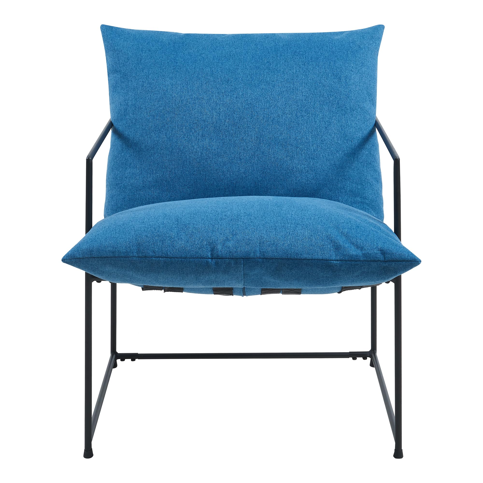 [en.casa] Poltrona Moderna con Cuscino Imbottito e Telaio in Metallo Sedia Relax per Soggiorno Salotto Camera da Letto 90 x 61 x 70 cm Nero/Blu