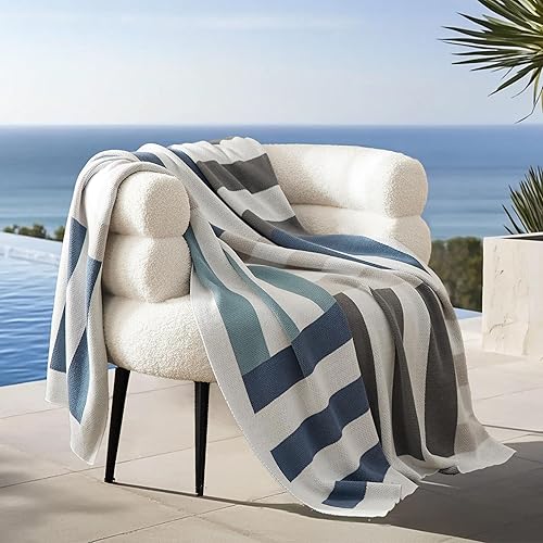 Double Stitch by Bedsure Manta para sofá Presentada en ciencia popular, manta de algodón premium certificada por BCI, suave y lujosa manta de punto