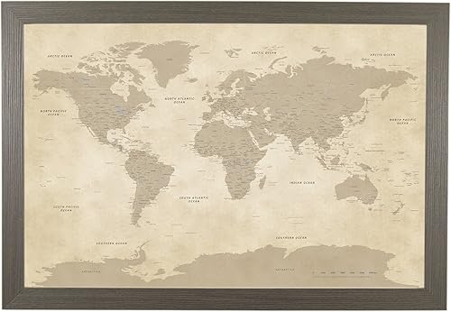 Miniatura 8 de Push Pin Travel Maps Pósteres e impresiones – Mapa de pines enmarcado negro rústico – 27.5 x 39.5 pulgadas – 8 opciones de marco hecho a mano –