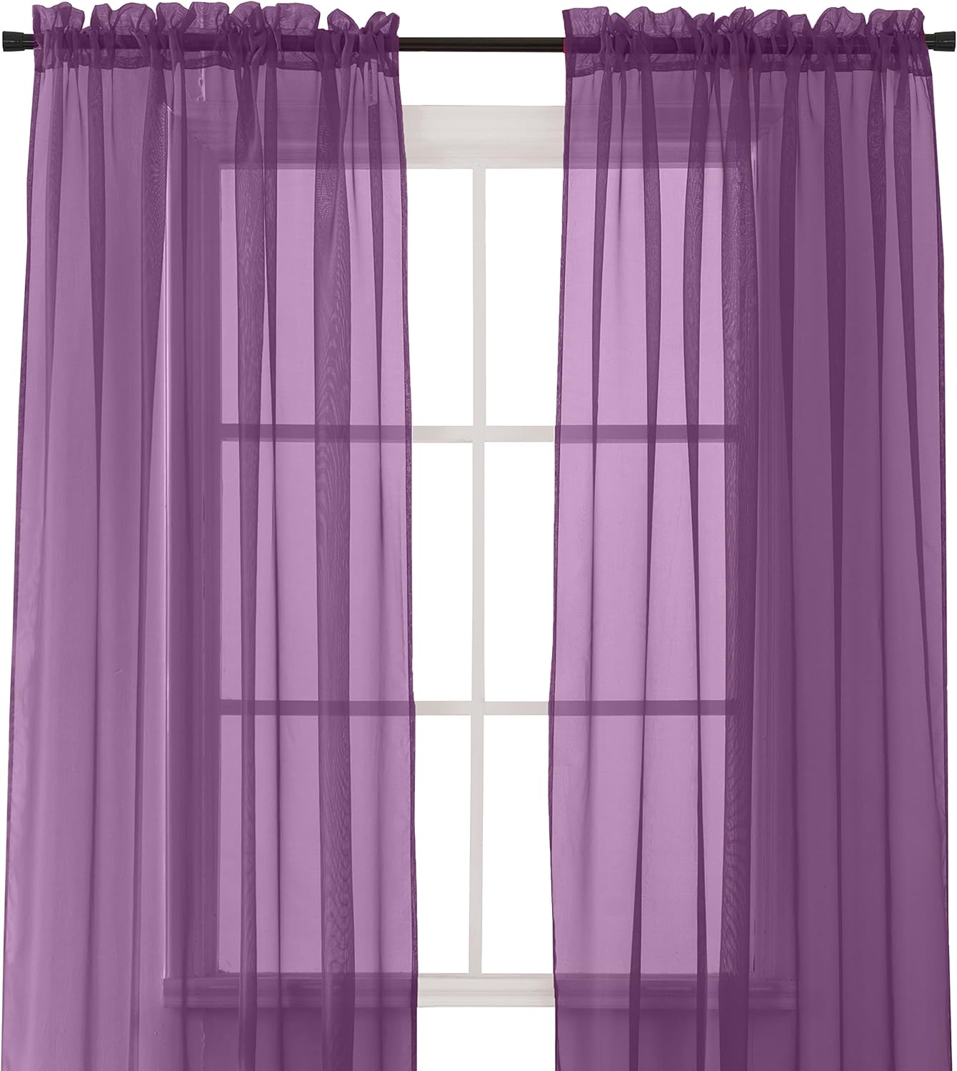 Elegant Comfort Panel transparente de 2 piezas con bolsillo para barra de 2 pulgadas, cortinas para ventana de 40 pulgadas de ancho x 84 pulgadas de largo, color morado Guatemala