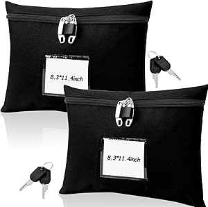 Locking Cash Deposit Bag - 11.4x8.3" Waterproof Money Pouch With 2 Keys (Red Oxford Cloth)