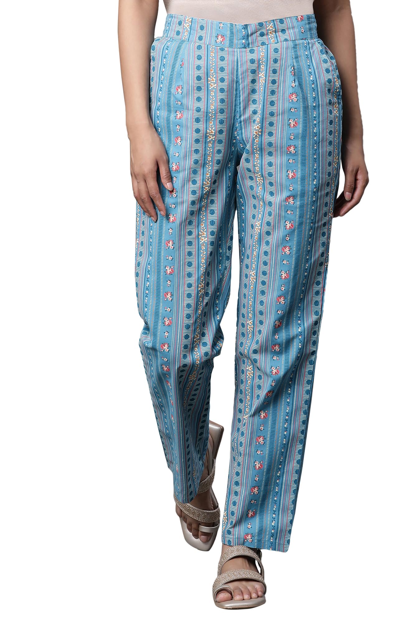 aurelia Women High Rise Printed Pure Cotton Strechable Palazzo Regular Fit Pants | Ankle Length Palazzo Pants-picture-10