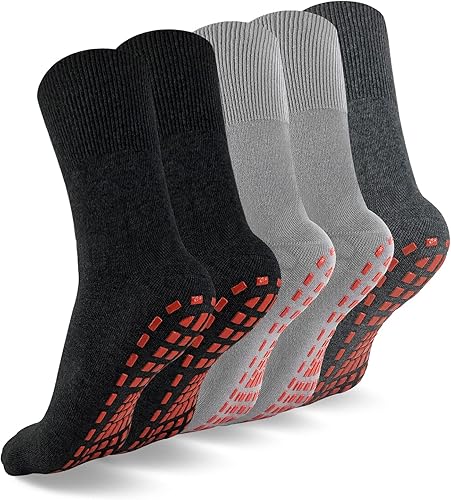 NOVAYARD 5 pares de calcetines antideslizantes para hospital, diabéticos, yoga, pilates, barre hombres y mujeres