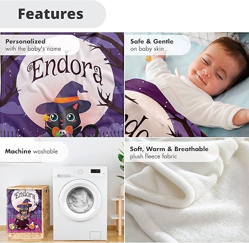 Miniatura 9 de Mantas de bebé personalizadas de Halloween (babero y mameluco a juego disponibles)  Mi primer regalo de bebé de Halloween con nombre para niñas