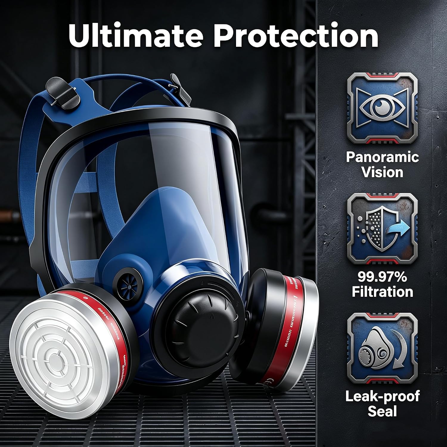 Reusable Full Facepiece, Full Face Cover Set for Dust, Painting, Sanding, Polishing, Spraying, Cutting