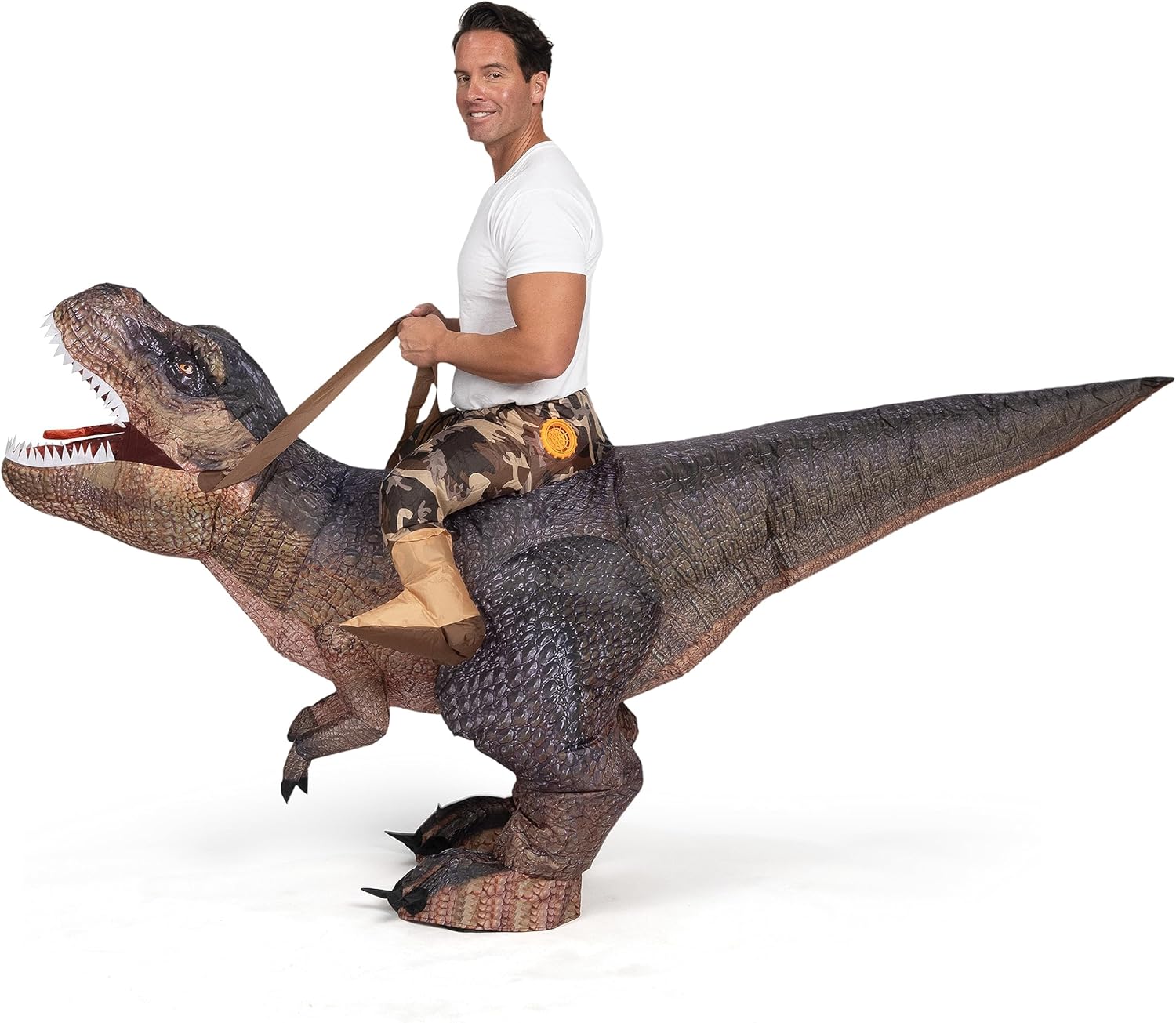 Spooktacular Creations Inflatable Dinosaur Costume Adult, Ride on T Rex Blow Up Costume for Halloween Cosplay Themed Parties - Image 7