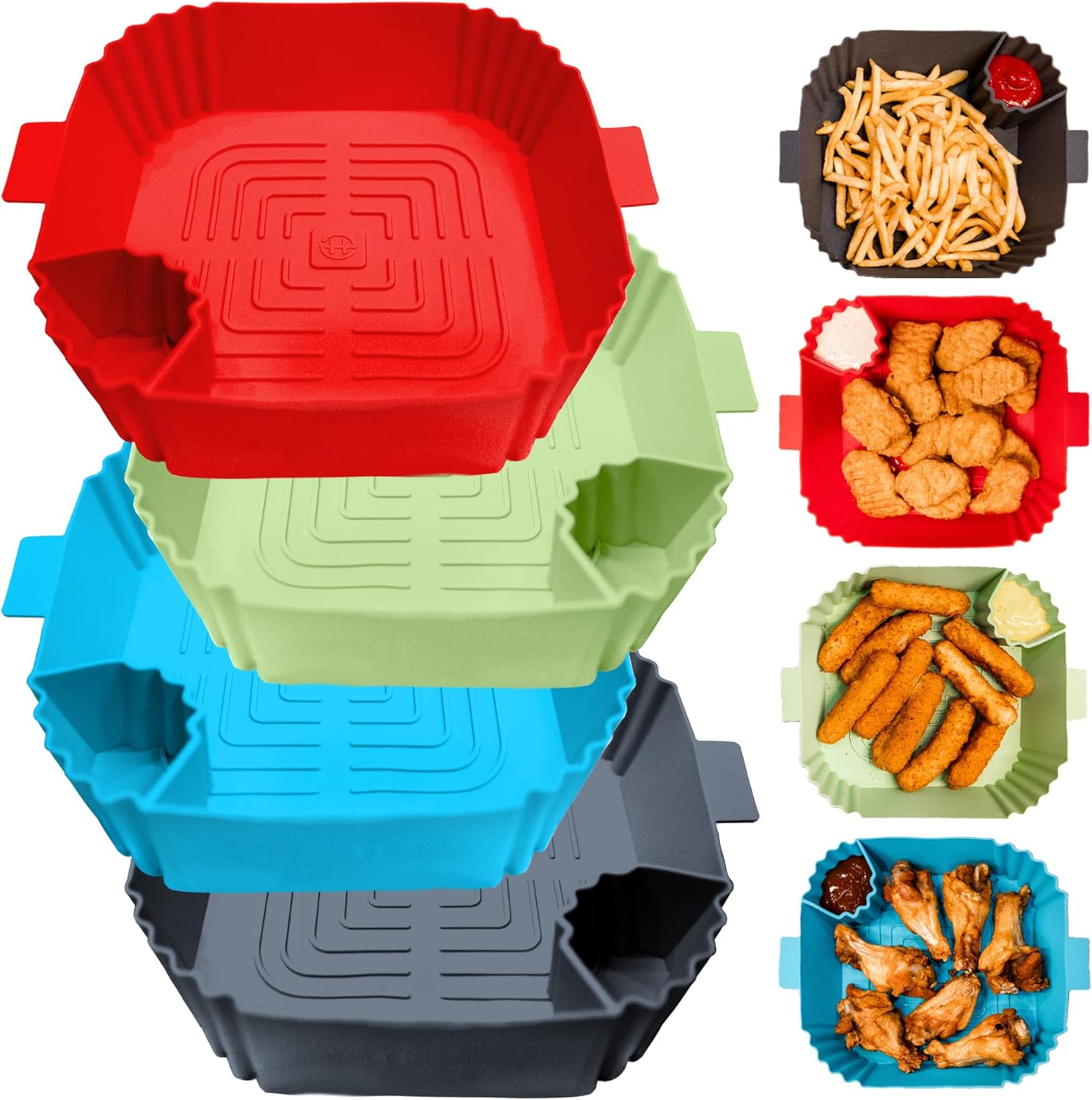 4 Pieces of Silicone Air Fryer Liners, Air Fryer Silicone