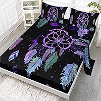 Vista 10 de Juego de sábanas de 4 piezas ajustadas y planas para niñas, estampado de mariposas y flores rosas con 1 + 2 fundas de almohada para cama individual