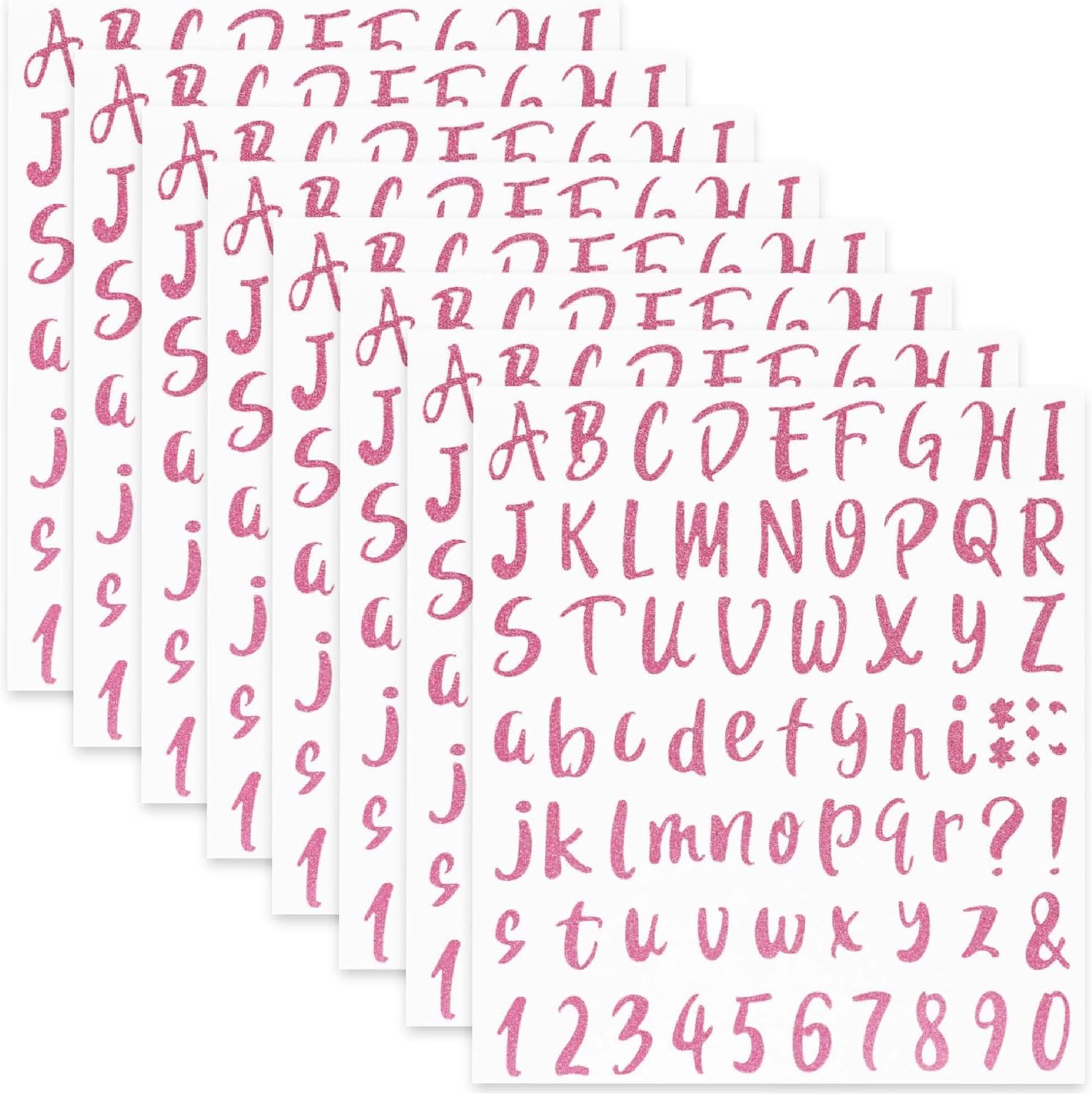 Mr. Pen- Glitter Letter Stickers, 1 Inch, 8 Sheets, 576 pcs, Pink, Self Adhesive Glitter Letters and Numbers, Vinyl Alphabet Stickers