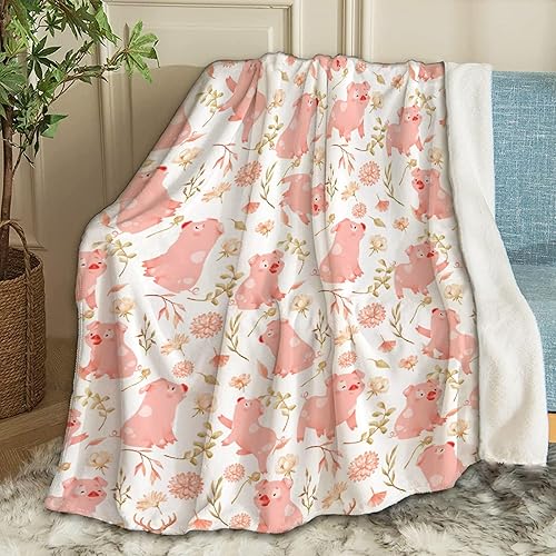 Manta de cerdos bonitos, de felpa, mullida, acogedora, suave, ligera, para sofá, aire acondicionado, manta decorativa para Navidad, cumpleaños, 50 x