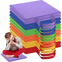 12 Pcs Floor Cushions for Classroom, 12'' Flexible Floor Seating with Handles Classroom Carpet Cushions for Story Time, Daycare, Preschool, Nursery