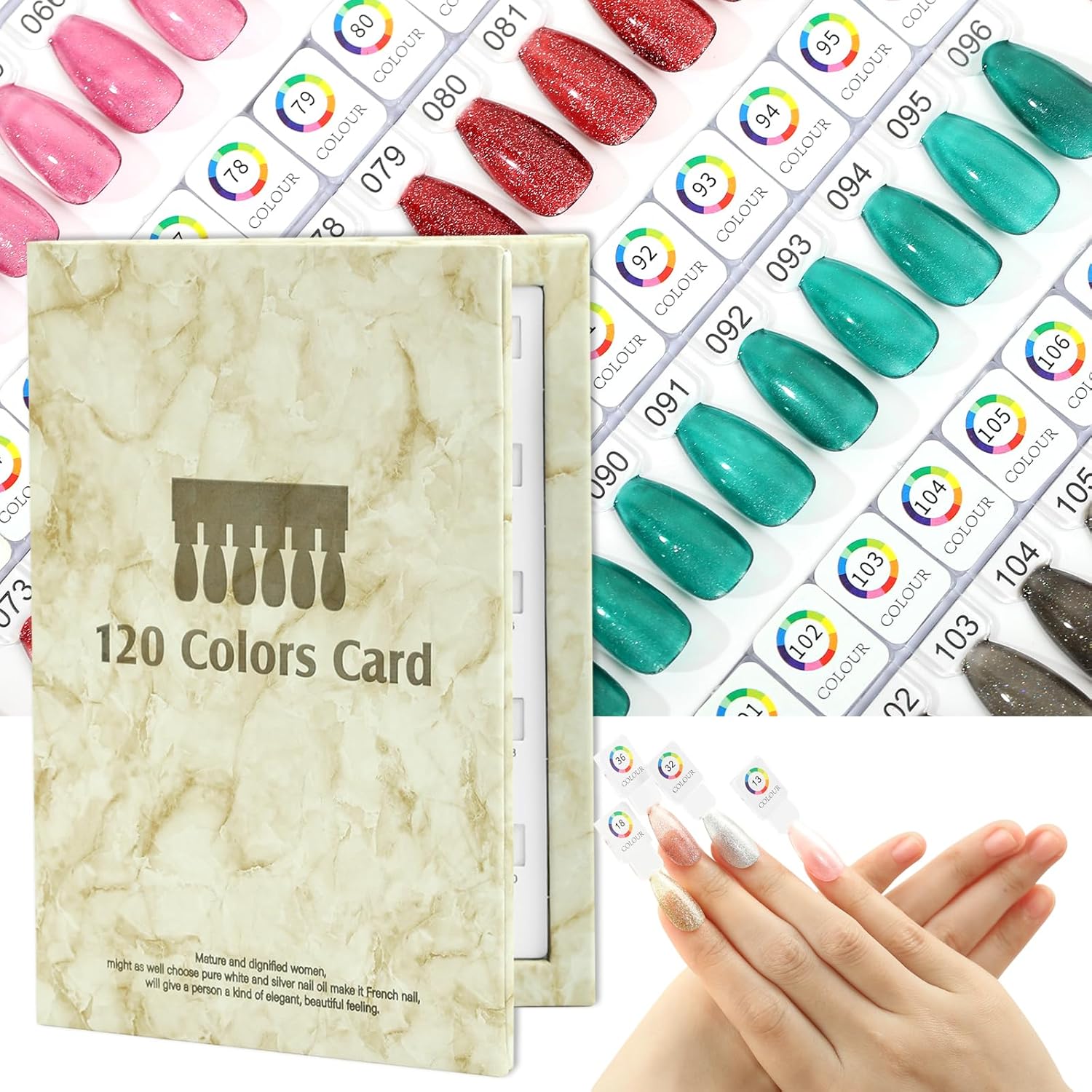Magnetic Nail Swatch Book,120 Nail Color Display Book with 120 Magnetic Tips,Professional Nail Salon Color Display Book for Easy Preview & Storage
