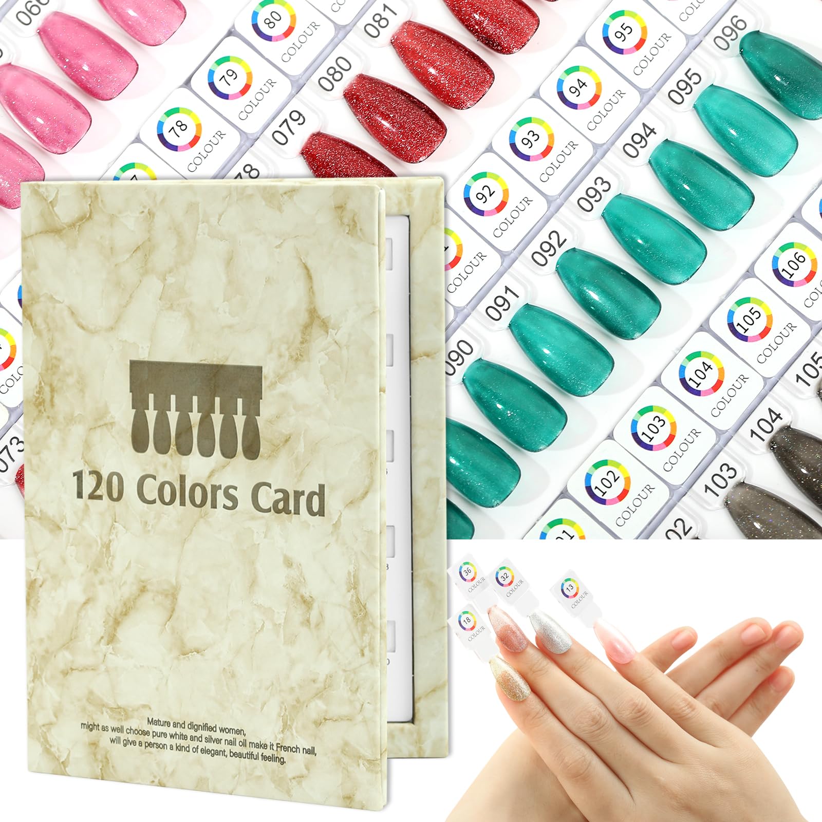 Livre d'échantillons magnétiques pour ongles, 120 couleurs d'ongles avec 120 pointes magnétiques, livre de présentation de couleurs professionnel pour salon de manucure pour un aperçu et un