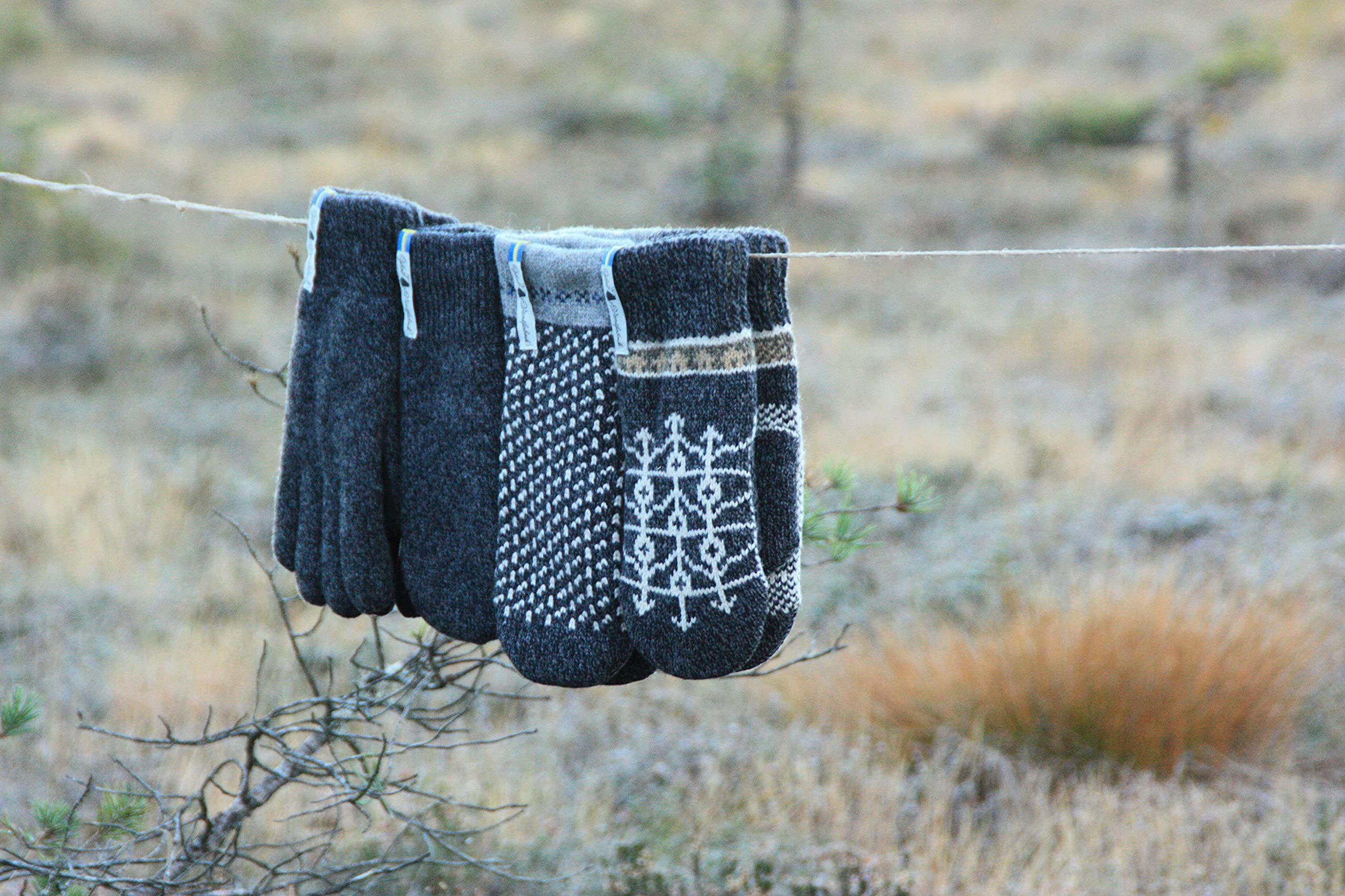 ÖJBRO VANTFABRIK guanti in maglia lana merino Ekshärad Sot L (10-11) grigio guanto fuderato caldi morbidi Svezia