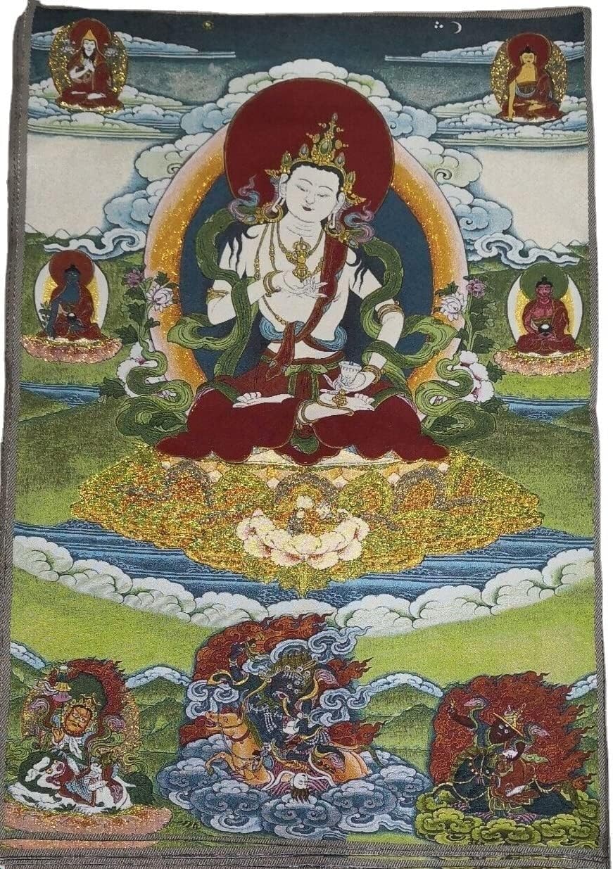 Tangka Wandteppiche, buddhistische Wandteppiche, Seidenstickerei TibetTibet tibetanisches Tuch Seide Buddhismus Vajrasattva Buddha Tangka Thangka Wandgemälde Fengshui Wandbehang for Heimdekoration Wan