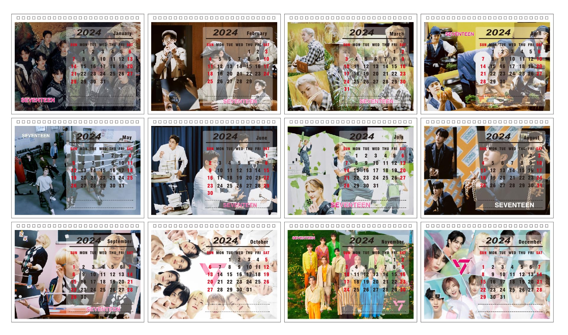 Amazon | 2024年 Seventeen 卓上カレンダー 17枚 デスクトップ