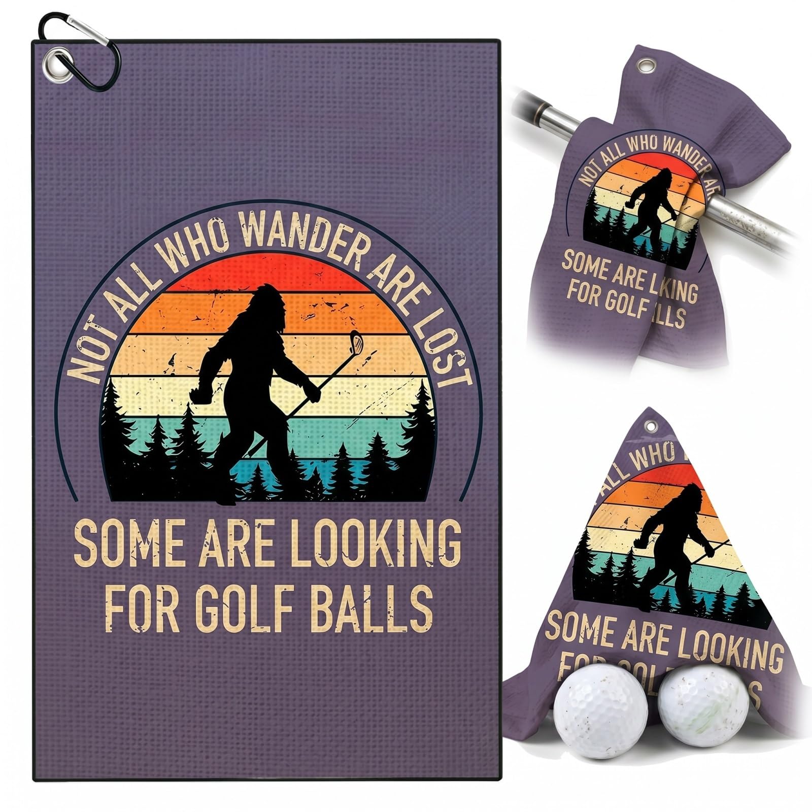 TUKRKRS Not All Who Wander Are Lost Quote Golf Towel with Hook - 15.75"x23.62" for Deep Thinkers - Some Are Looking for Golf Balls - Quick Dry Microfiber