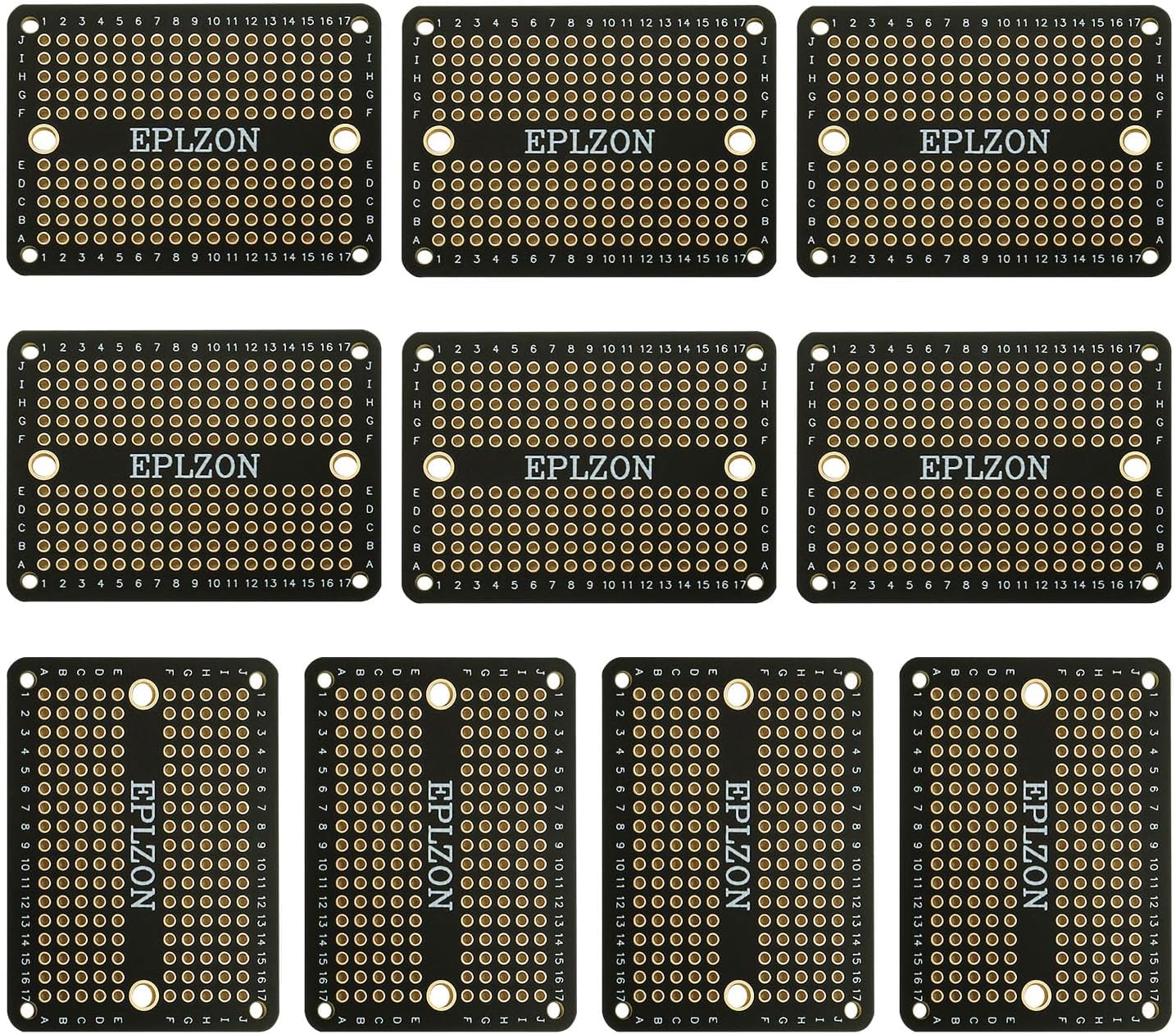 Solderable Breadboard Mini PCB Board Gold-Plated Solder Breadboard for DIY Electronics Projects Apply to Soldering Projects 2.0"x1.5" Mixed Color(Pack of 10 Pcs,Black)