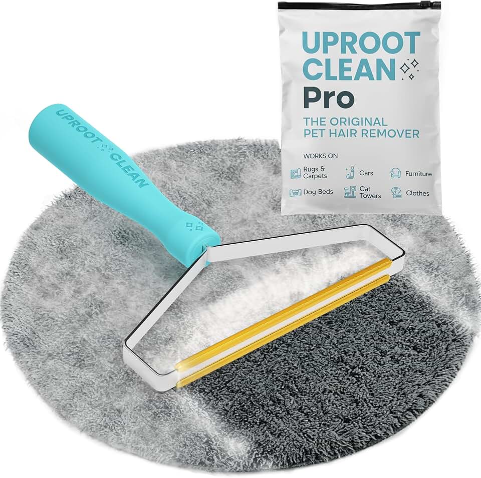Uproot Cleaner Pro Pet Hair Removal Tool - Special Dog Hair Remover Multi Fabric Edge and Carpet Rake by Uproot Clean - Cat Fur Remover for Couch, Pet Towers, Rugs, Cat Mats and Trunks &amp; Much More