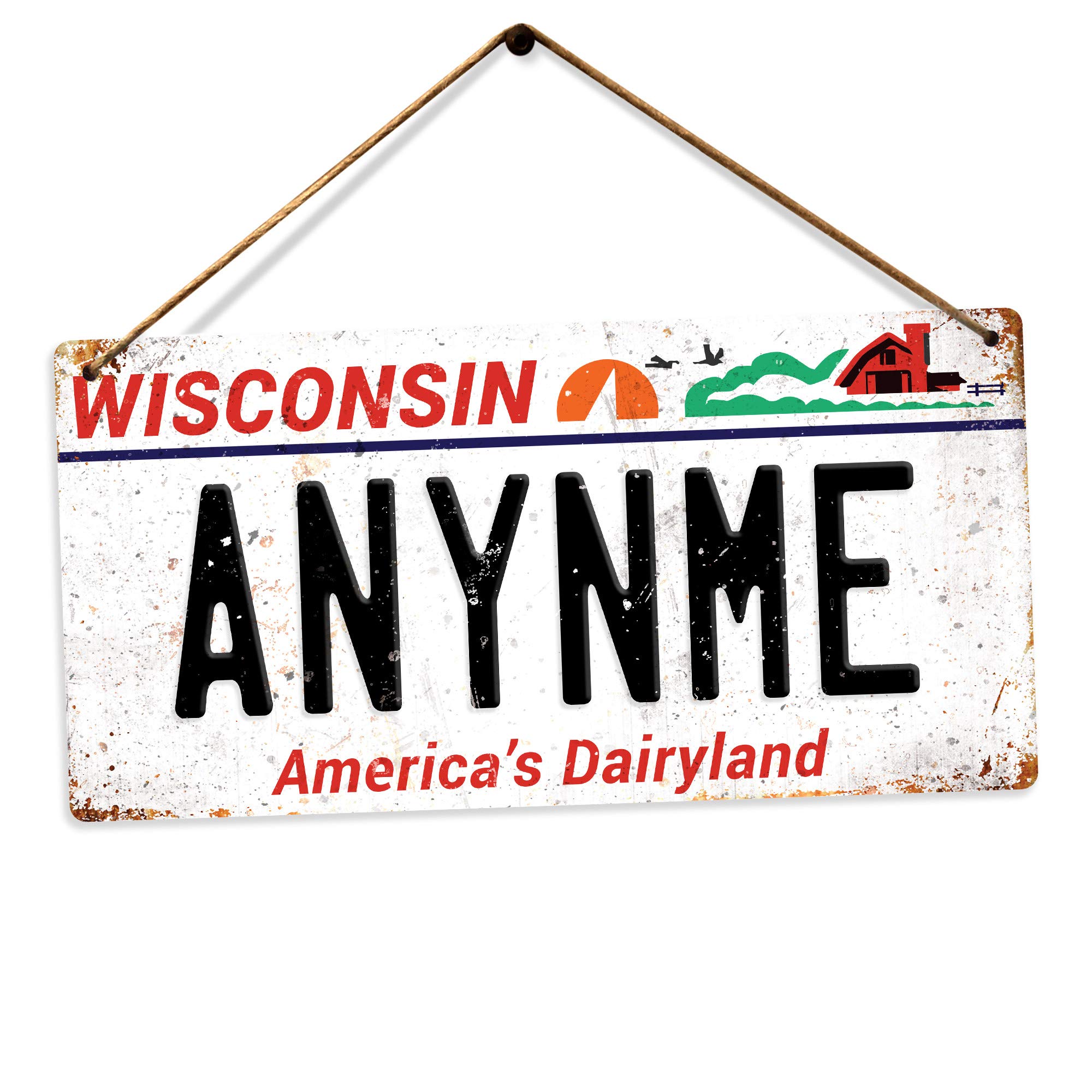 Personalised American Number Plates - Custom Wisconsin – Holes and Twine | Printed Metal Wall Sign Plaque Show Plate