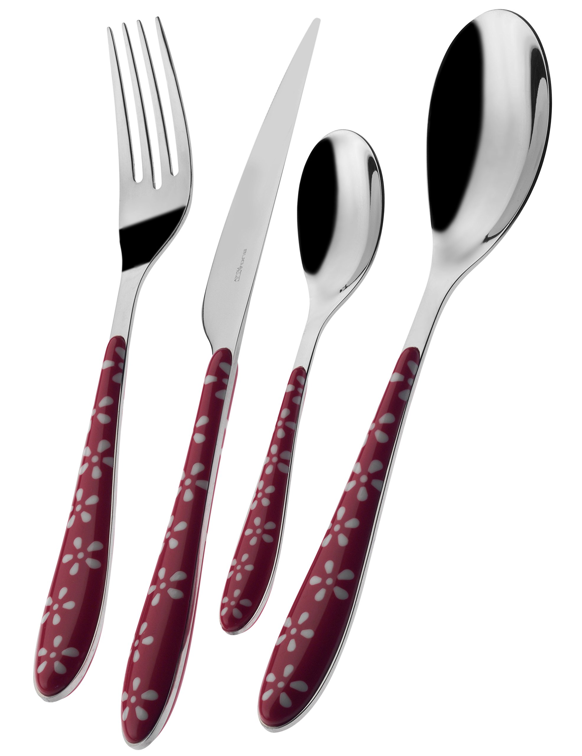 Ménagère Bugatti Daisy fuchsia acier service de table 24 pièces SAN