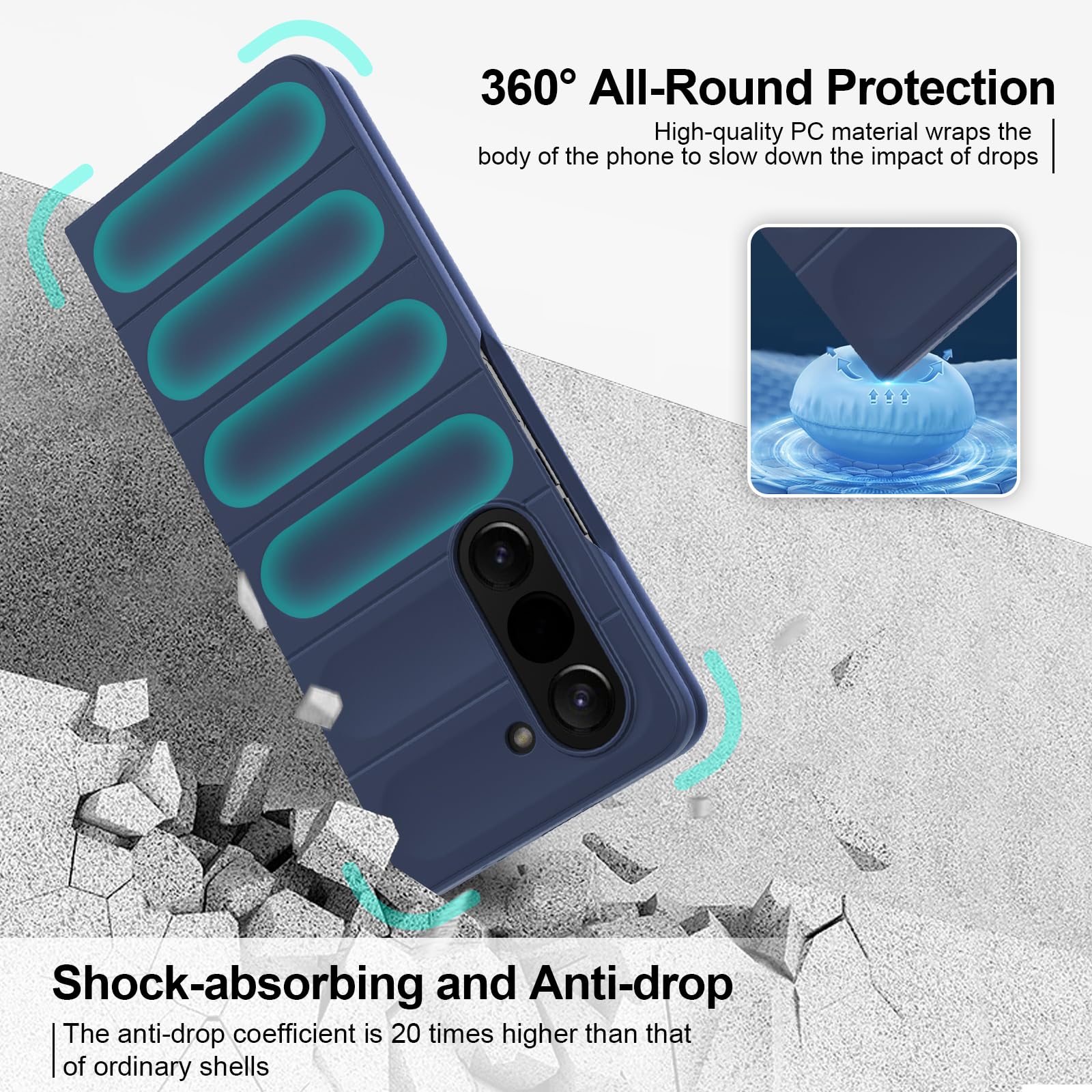 Case for Samsung Galaxy Z Fold 5, Hard PC Slim Fit Bumper Case, Anti-Scratch Shockproof Protective Phone Cover, Blue — view 7