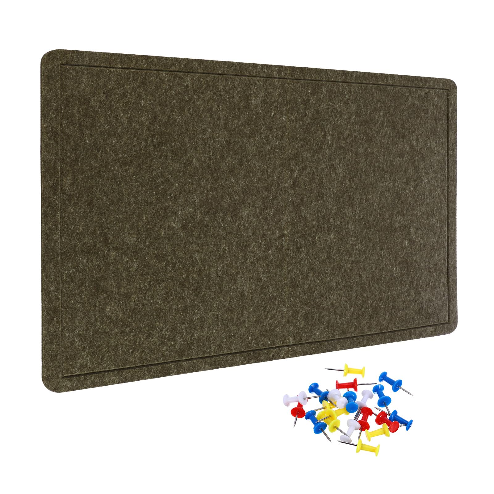 YOKIVE Felt Bulletin Board, 48 x 36 -Inch Foldable Decorative Pin Board Self Adhesive Felt Cork Board with 20 Pushpins, Great for Wall, Photo Display, Paste Note, Schedule(Olive)