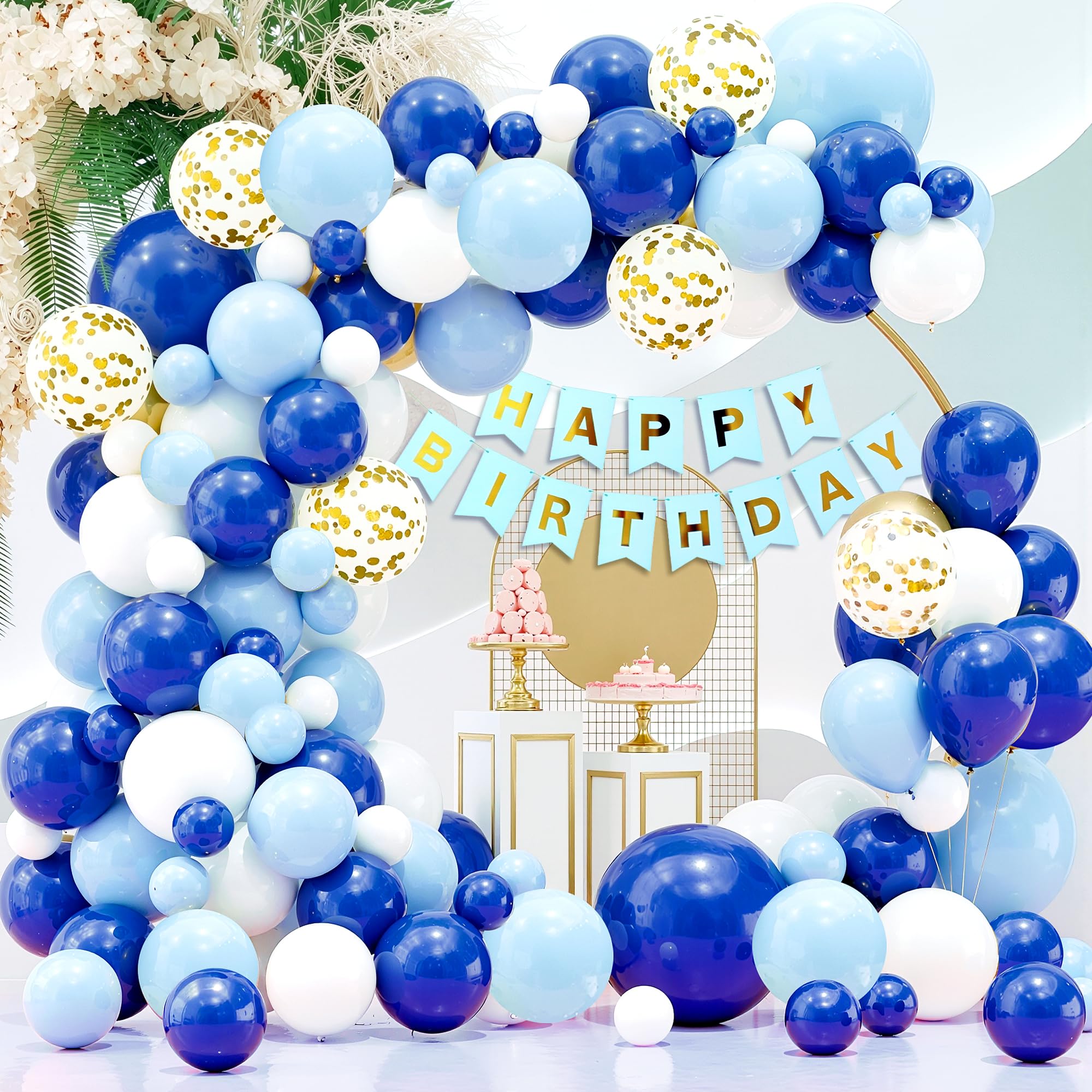 Party Propz Paper Birthday Balloons For Decoration - 41 Pcs Blue Balloons For Birthday Decoration With Happy Birthday Banner And Confetti Balloons | Birthday Decoration Items For Boy