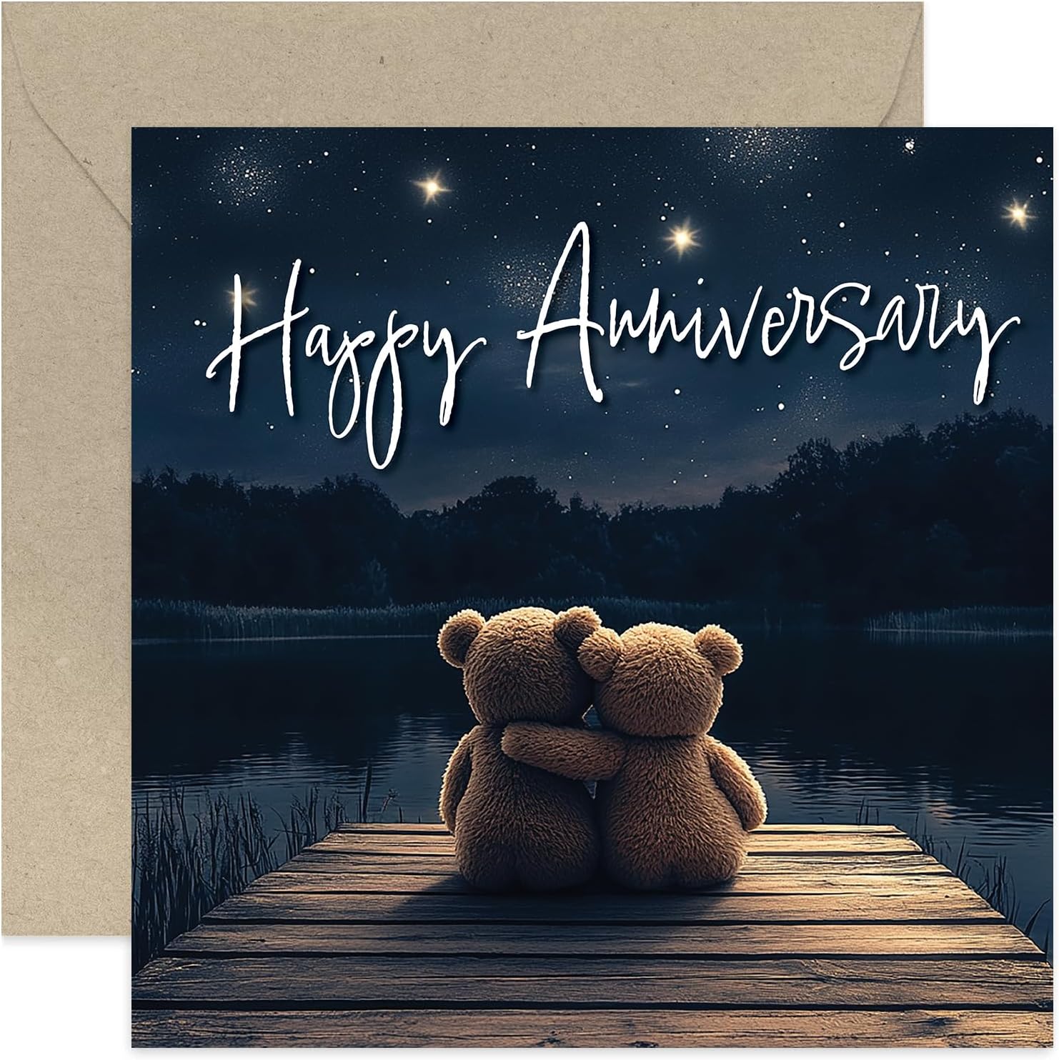 Wedding Anniversary Cards - Teddy Bear Star Sky Anniversary Card for ...