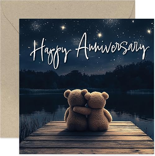 Hochzeitstagskarten – Teddybär Sternenhimmel Jubiläumskarte für Paare – Sohn und