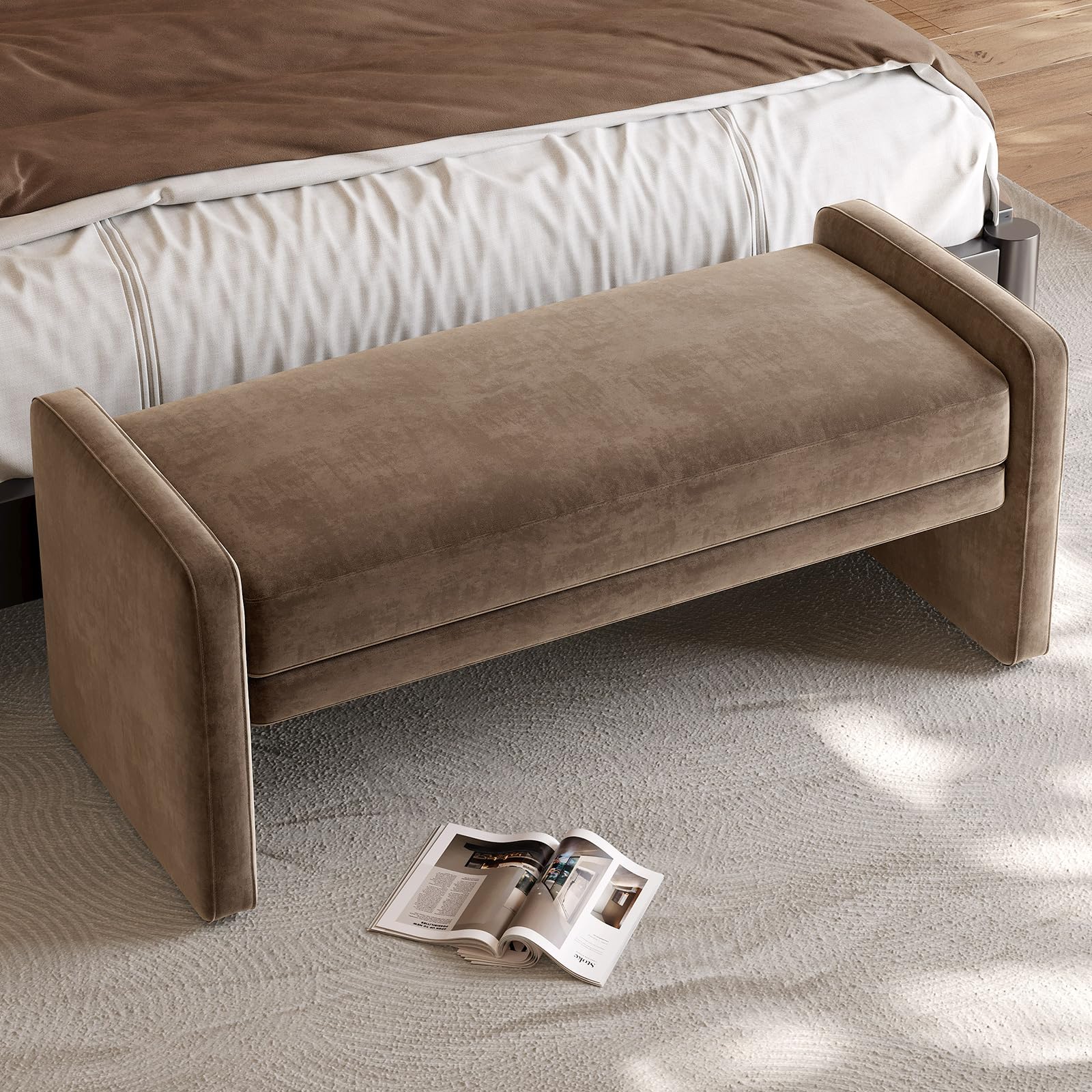 Miuuod Schuhbank, Fußbank am Bett, Sitzgelegenheit für den Eingangsbereich im Wohnzimmer, gepolsterter Ottomane mit gepolsterter Sitzfläche für Schlafzimmer und Flur