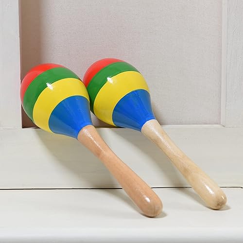 Miniatura 4 de Maracas - Sonajeros de percusión de mano, instrumento musical de madera para niños y adultos, juego de 2