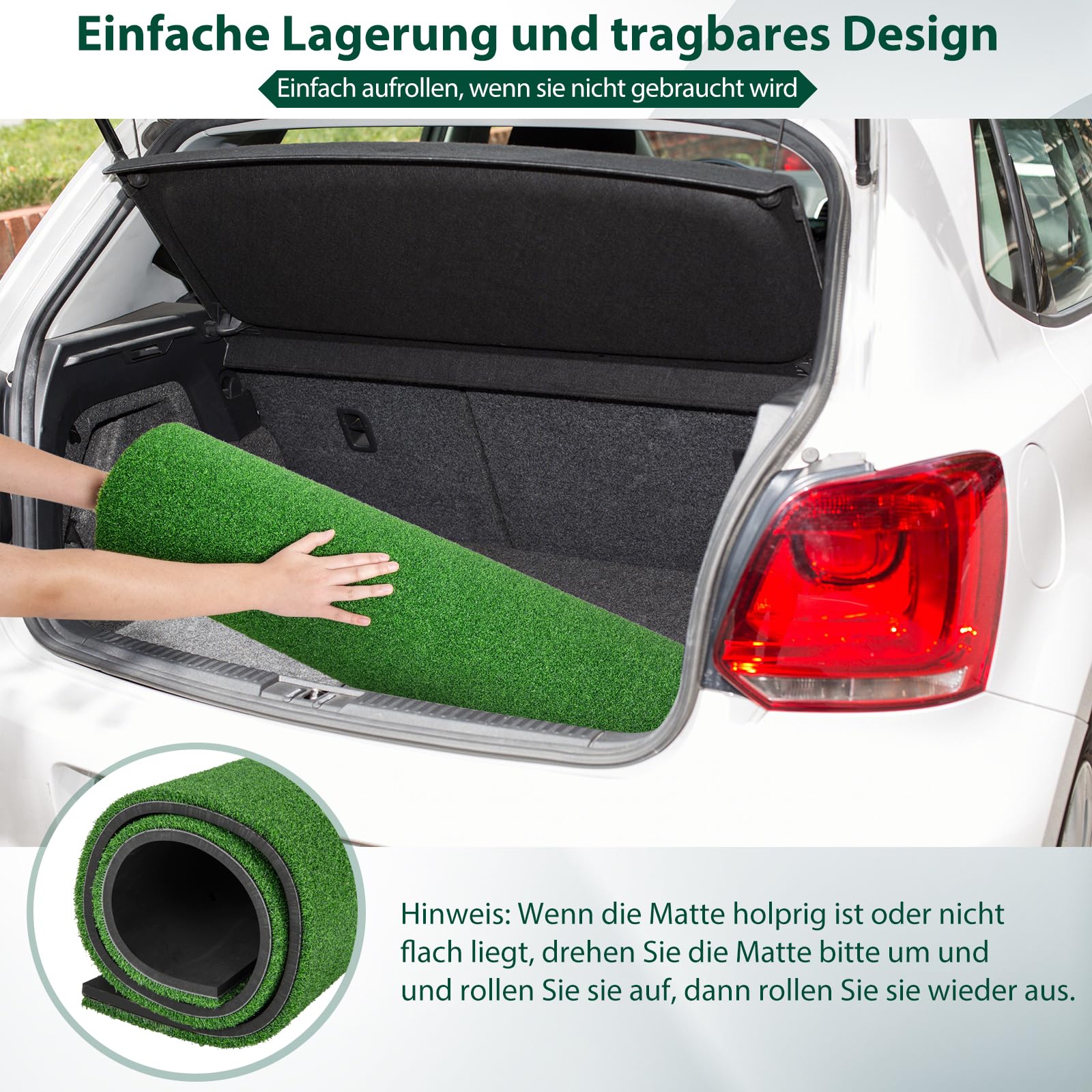 GOPLUS Tapete de Golf para Golpes, Tapete de Césped Artificial para Interior y Exterior, Alfombrilla de Golf con 2 Varillas de Alineación y 2 Tees para Amantes y Principiantes (152x117cm/27mm)