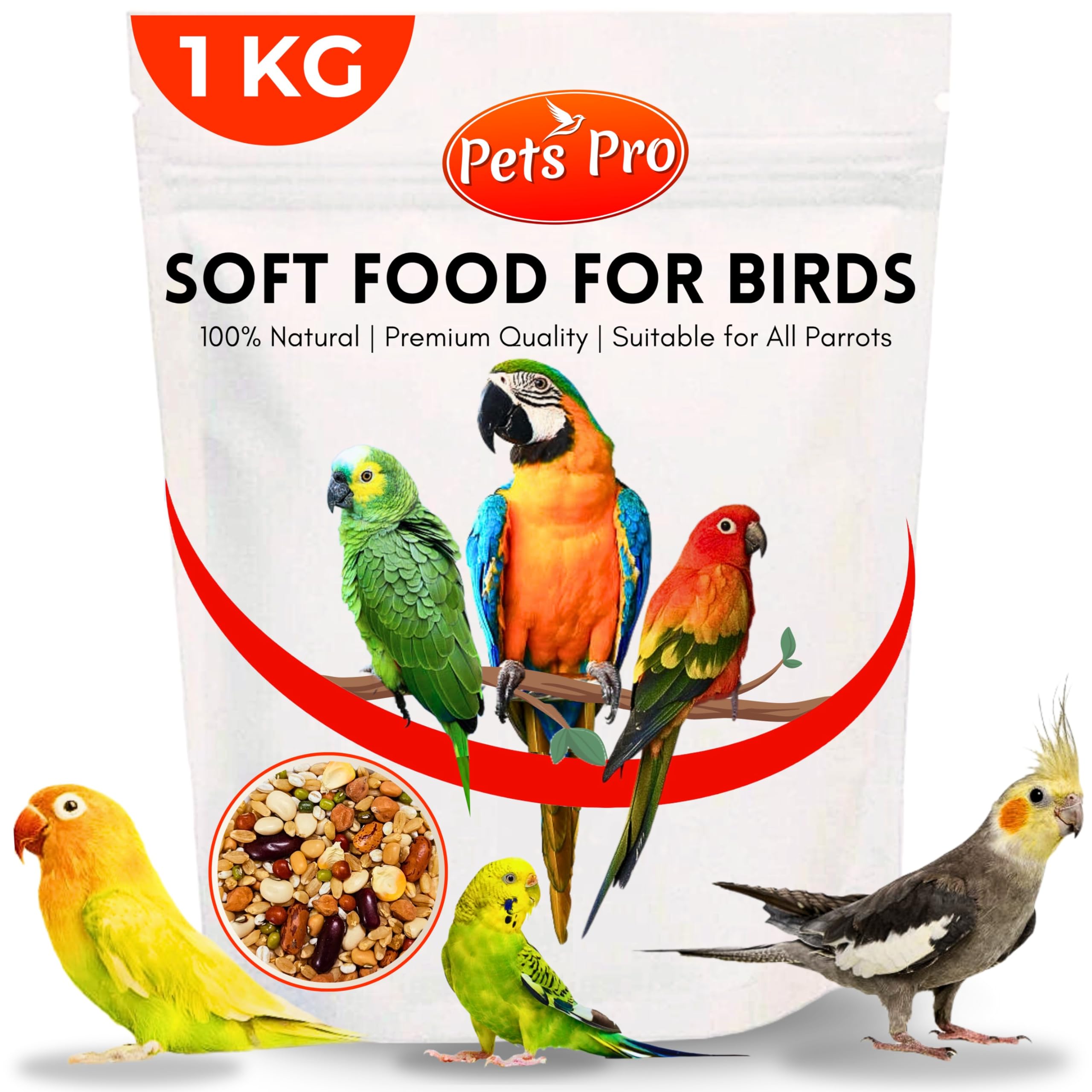 generic Pets Pro Soft Food Seed Mix for All Types of Birds 1KG | Birds Food | 10+ Types of Grains and Nuts | for Maccow, Sun Conure, Lovebird, Budgies, Cockatiel, Cockatoo, Green Parrots (Soft Food 1000Gm)-picture-36