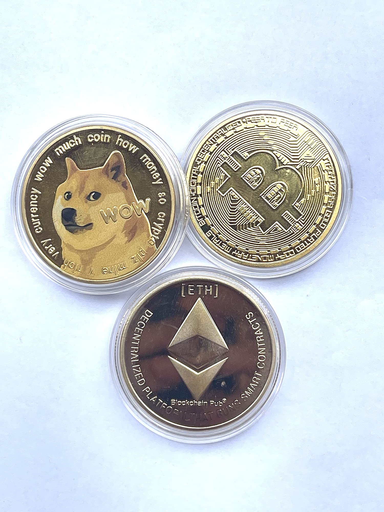 Amazon | Bitcoin Ethcoin Dogecoin 3枚入り ビットコイン イーサリアム 仮想通貨 記念貨幣 通販