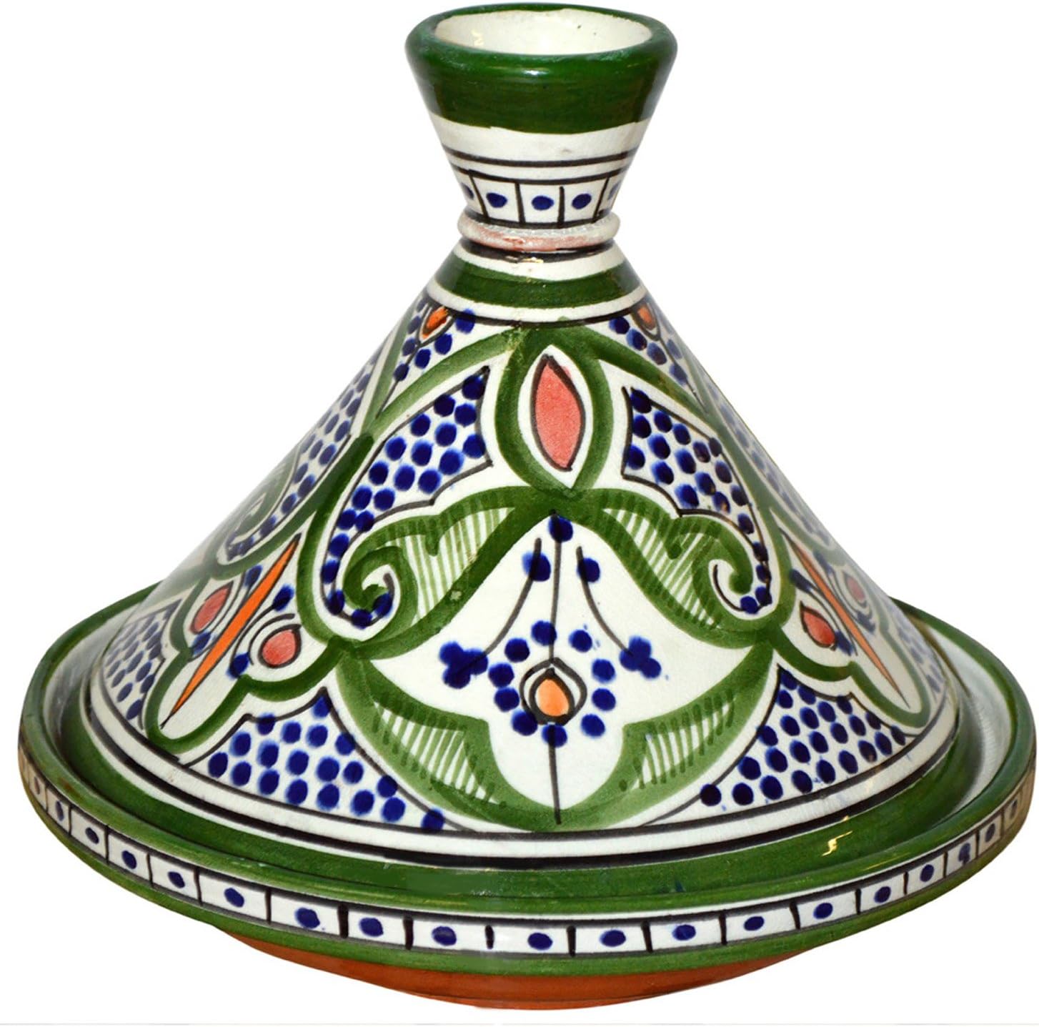 Moroccan Handmade Serving Tagine Exquisite Ceramic With Vivid colors Original Medium 10 inches Across