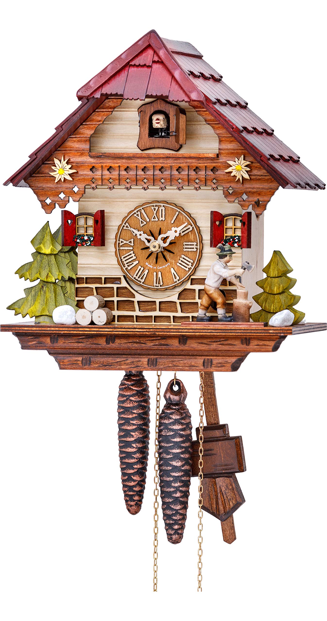 Cuckoo Clock Black Forest House with Moving Wood Chopper
