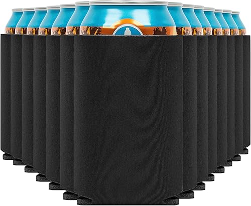 Mangas enfriadoras para latas de cerveza en blanco (paquete de 60) Fundas aisladas suaves para latas de cerveza - Compatibles con HTV, fundas