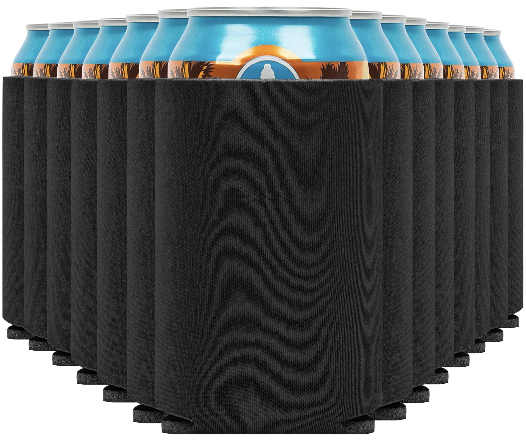 Blank Beer Can Cooler Sleeves (110-Pack) Soft Insulated Beer Can Coolies - HTV Friendly Blank Koolies in Bulk for Beer Cans &amp; Bottles - Black Coolie Blanks for Vinyl Projects &amp; Wedding Favors (Black)