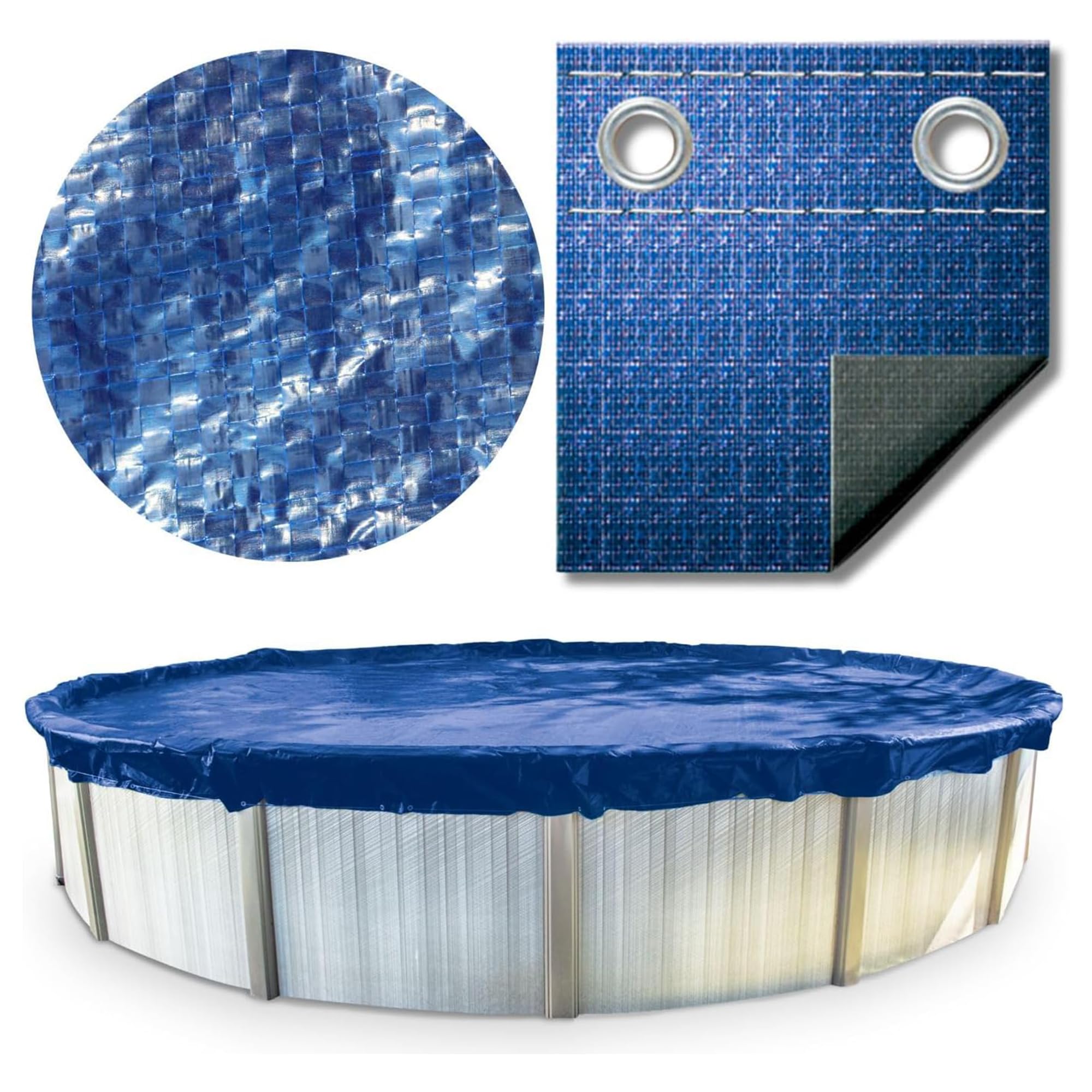 SWIMLINE HYDROTOOLS Super Guard Winter Pool Cover for Above Ground Swimming Pools | for 10 X 15 FT Oval Pools | 13 X 18 FT Cover Size | Blue/Black | Winch & Cable Included | PCO81318-image-17