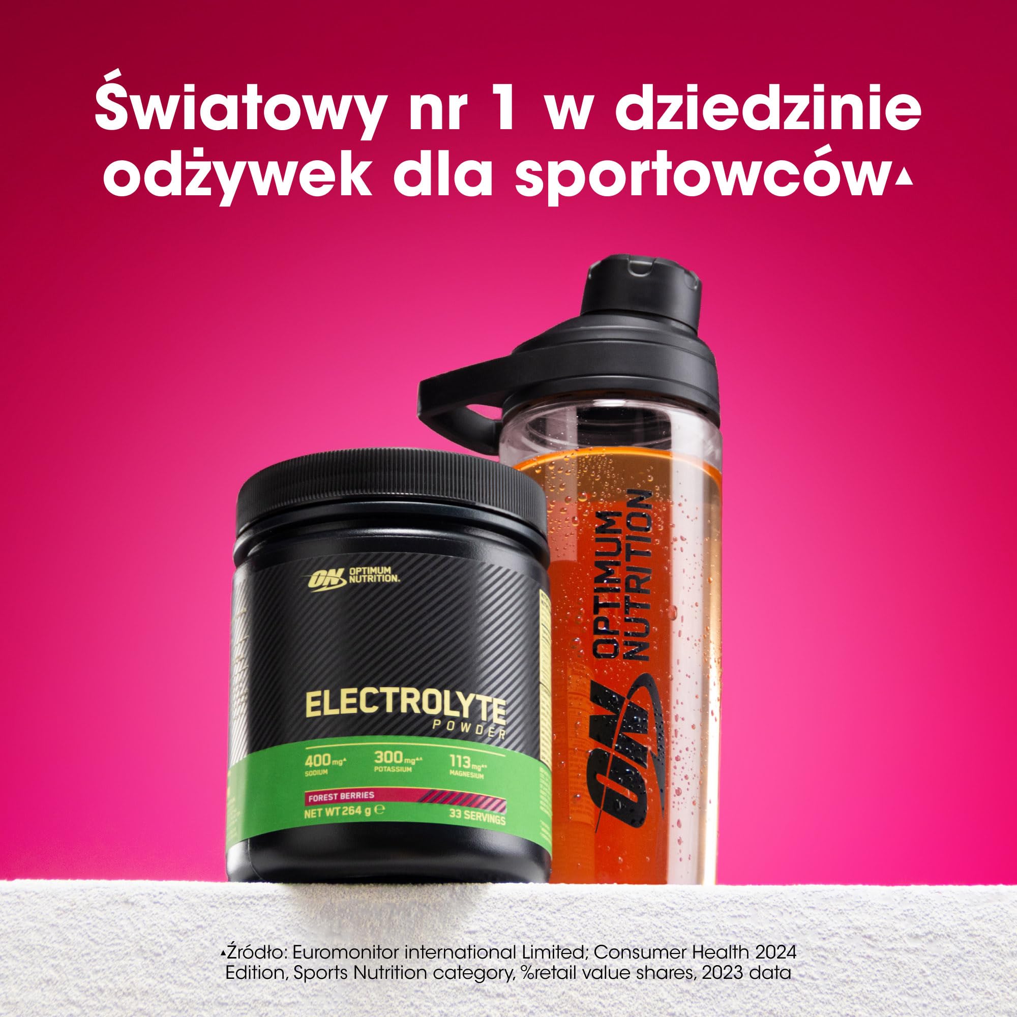 Optimum Nutrition Elektrolity w Proszku, Owoce Leśne Formuła Gotowa do Wymieszania, Sód Magnez Potas Suplement Diety dla Treningów i Intensywnych Ćwiczeń, 264 g, 33 Porcje