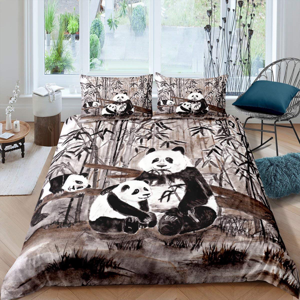 AILONEN Set di biancheria da letto con lenzuolo con angoli e 2 federe